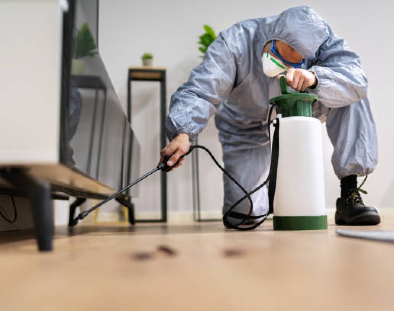 Experienced technician performing residential pest control in Hemet, CA